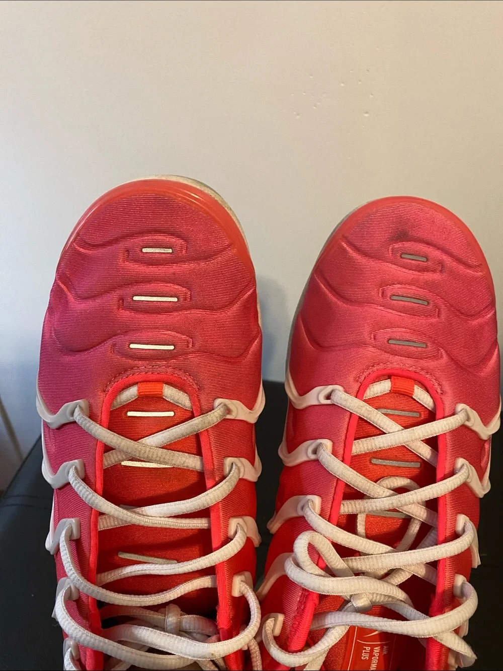 Nike Women’s Pink and White Air VaporMax Plus Sneakers